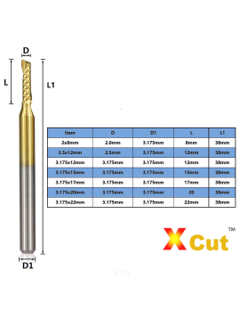 10x Tin Coated Cutter for CNC Engraving ø3.175mm