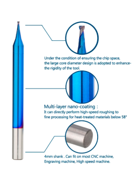 10xMilling bit  2Tooths  Xcut Blue  ø0.5mm