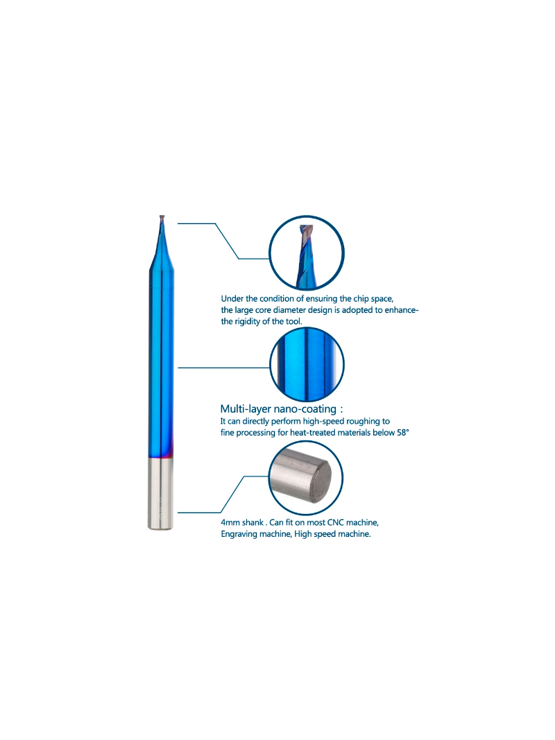 10xFraisa  2Dientes  Xcut Blue  ø0.5mm L1mm