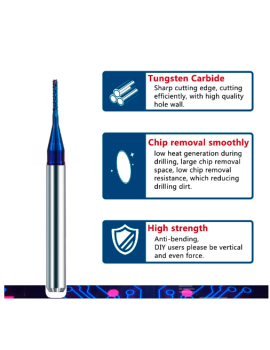 10xMilling bit  PCB  Xcut Blue  ø0.5mm L7mm