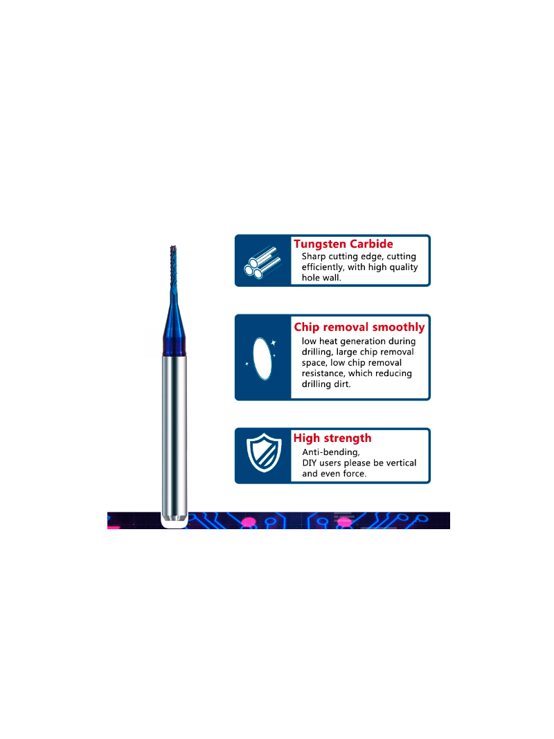 10xMilling bit  PCB  Xcut Blue  ø0.5mm L7mm